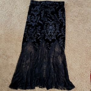 Black velvet lace skirt